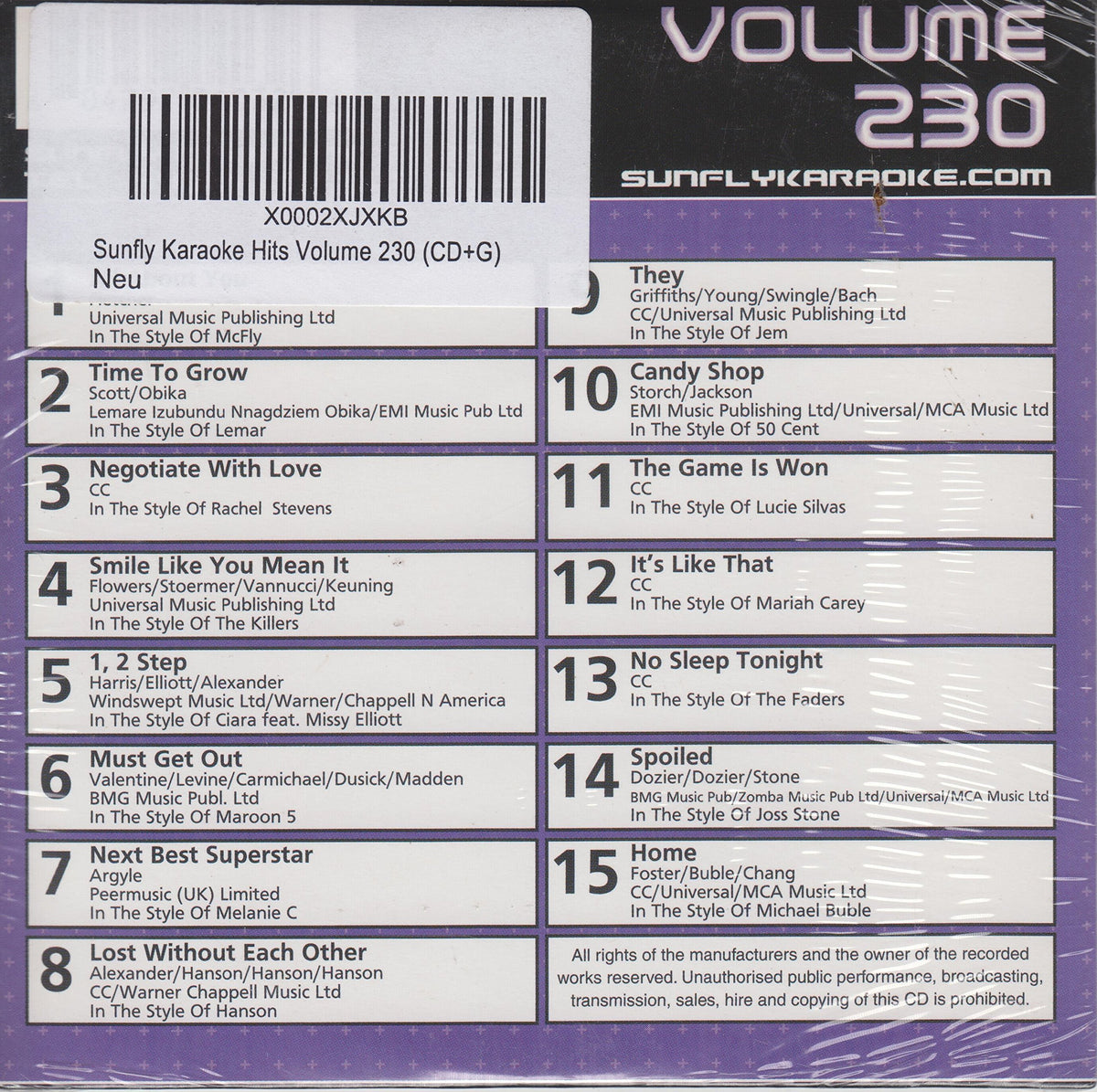 Sunfly Karaoke Hits Volume 230 (CD+G)